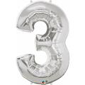 Mayflower Distributing 44 in. Number 3 Silver Super Shape Foil Balloons 87821